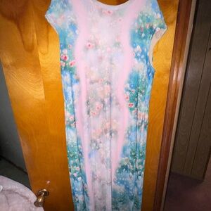 AFRM Floral Mesh Dress with Pink and Green Hues